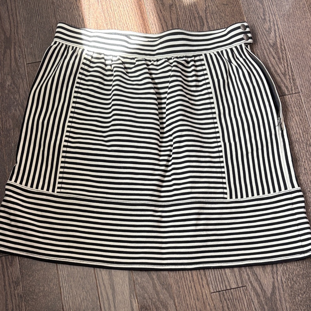 Madewell Black and White Striped Mini Skirt